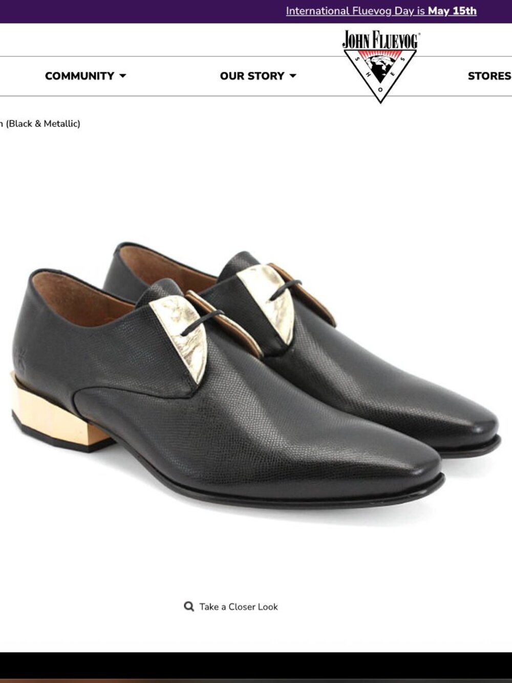 RARE John Fluevog Imperials Ian Black Leather Oxfords geometric gold heel 9